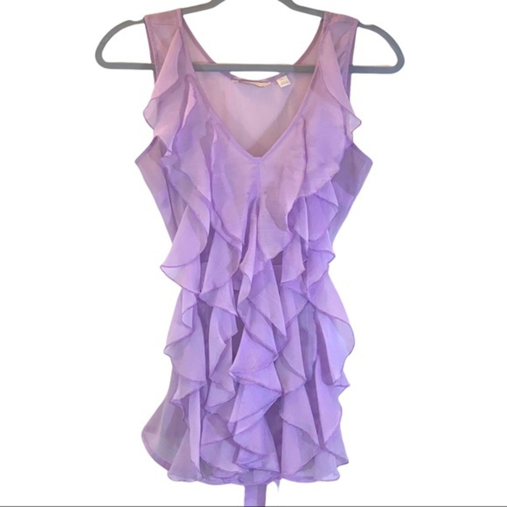 New York & Co XS lavender ruffle sleeveless blouse